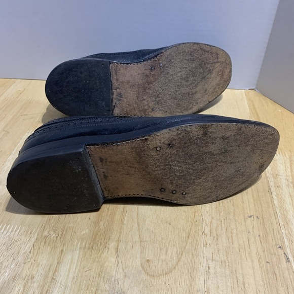 VTG‎ 60s Florsheim Imperial Longwing Shoes Men 8.5D Black Kenmore 5 Nail V-Cleat